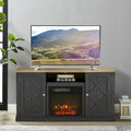 Meuble TV gris anthracite de 137 cm avec foyer électrique pour téléviseurs jusqu'à 152 cm