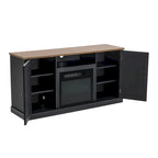 Meuble TV gris anthracite de 137 cm avec foyer électrique pour téléviseurs jusqu'à 152 cm