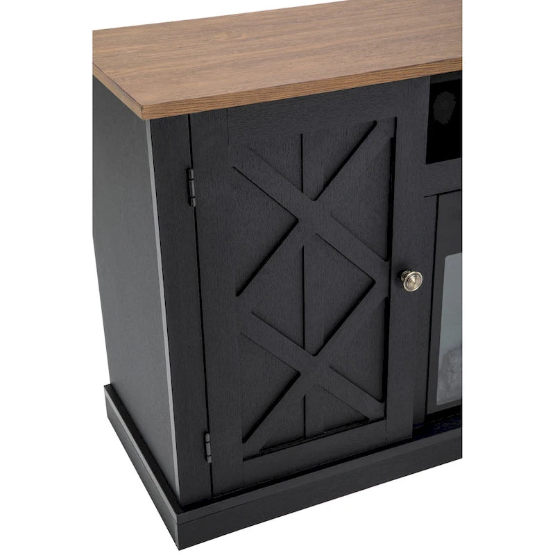 Meuble TV gris anthracite de 137 cm avec foyer électrique pour téléviseurs jusqu'à 152 cm