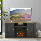 Meuble TV gris anthracite de 137 cm avec foyer électrique pour téléviseurs jusqu'à 152 cm