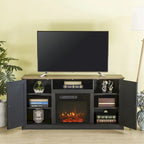 Meuble TV gris anthracite de 137 cm avec foyer électrique pour téléviseurs jusqu'à 152 cm