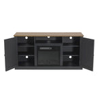 Meuble TV gris anthracite de 137 cm avec foyer électrique pour téléviseurs jusqu'à 152 cm