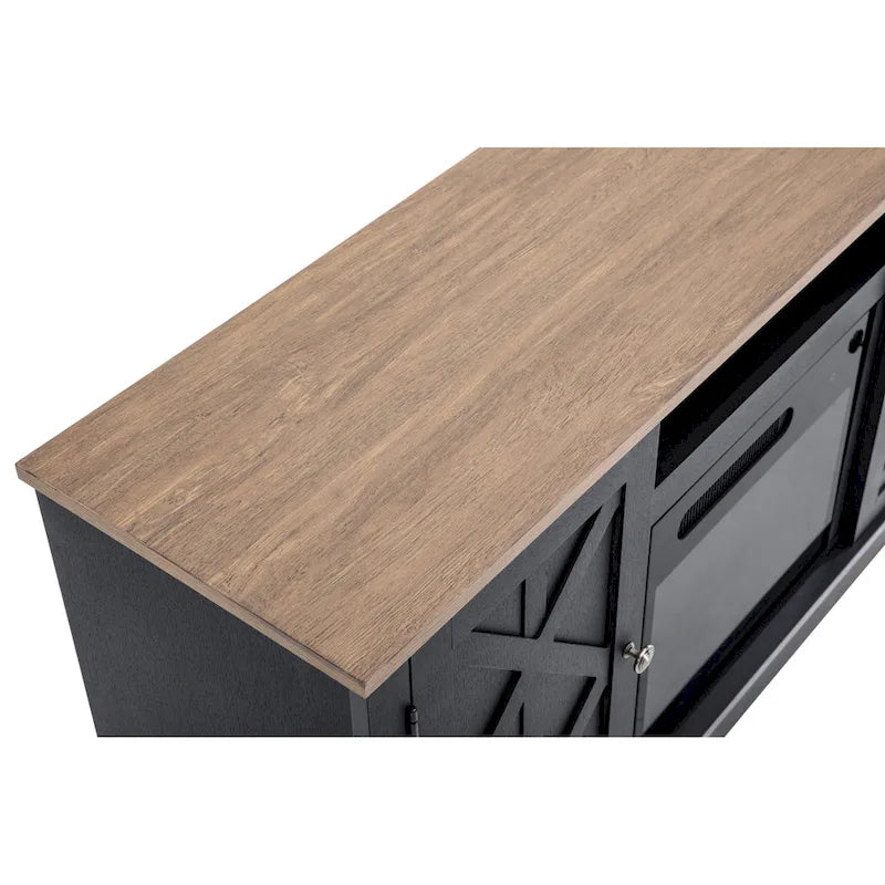 Meuble TV gris anthracite de 137 cm avec foyer électrique pour téléviseurs jusqu'à 152 cm