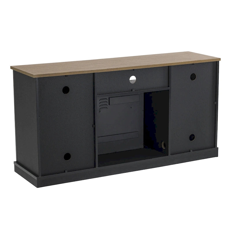 Meuble TV gris anthracite de 137 cm avec foyer électrique pour téléviseurs jusqu'à 152 cm