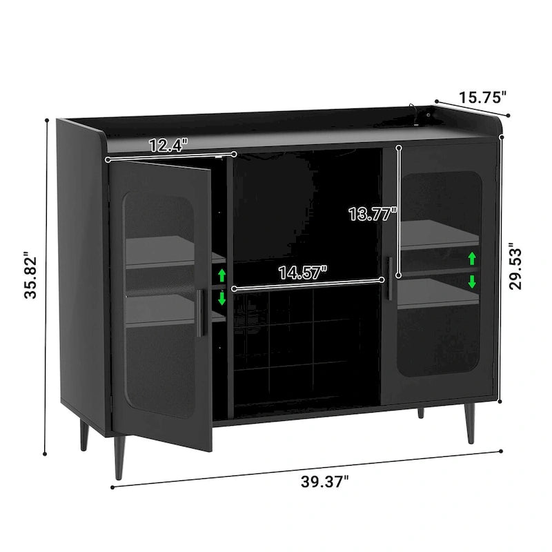 Meuble de buffet avec casier à vin et éclairage LED