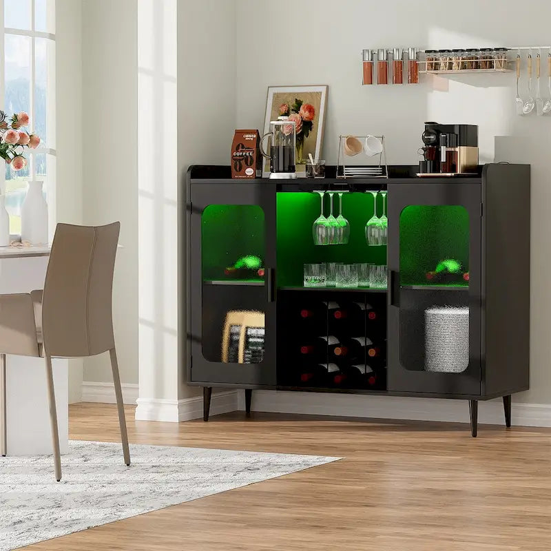 Meuble de buffet avec casier à vin et éclairage LED