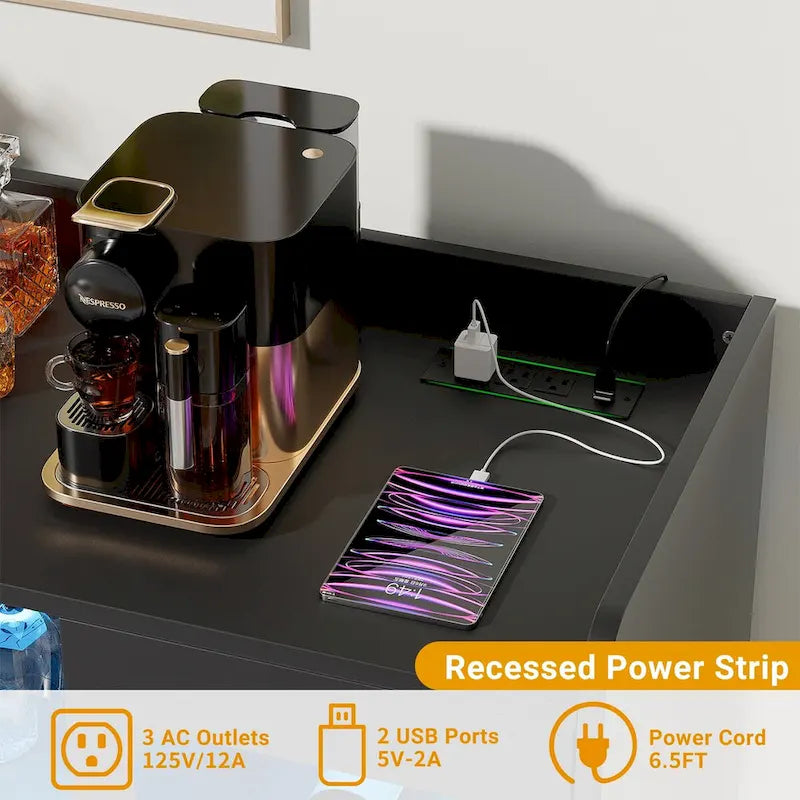 Meuble de buffet avec casier à vin et éclairage LED