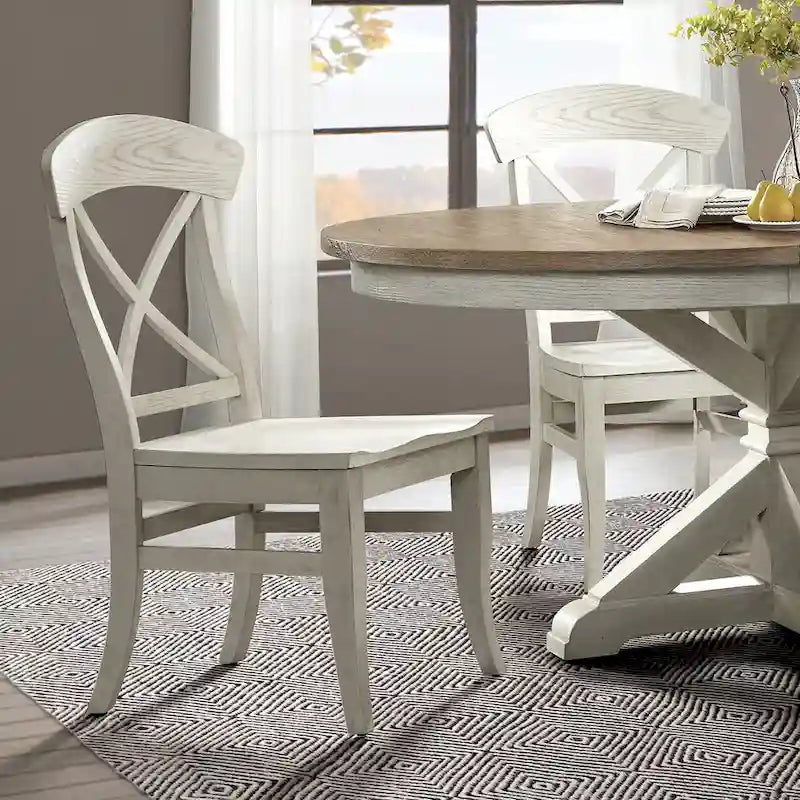 Chaises de salle à manger à dossier en X, lot de 2 - Blanc Fumé