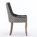 Chaise de salle à manger en tissu avec pieds en bois et garniture cloutée, lot de 2