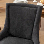 Chaise de salle à manger en tissu avec pieds en bois et garniture cloutée, lot de 2