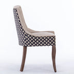 Chaise de salle à manger en tissu avec pieds en bois et garniture cloutée, lot de 2