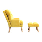 Ensemble 2 pièces fauteuil d'appoint et repose-pieds avec pieds évasés, jaune