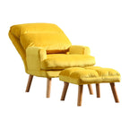 Ensemble 2 pièces fauteuil d'appoint et repose-pieds avec pieds évasés, jaune