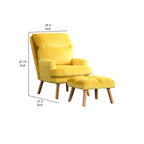 Ensemble 2 pièces fauteuil d'appoint et repose-pieds avec pieds évasés, jaune