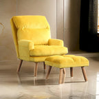 Ensemble 2 pièces fauteuil d'appoint et repose-pieds avec pieds évasés, jaune
