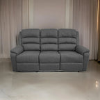 Canapé inclinable manuel de 74 pouces, 3 places, revêtement en toile de jute grise, cadre en bois
