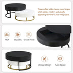 Tables basses gigognes rondes relevables avec 2 tiroirs