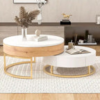 Tables basses gigognes rondes relevables avec 2 tiroirs
