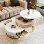 Tables basses gigognes rondes relevables avec 2 tiroirs