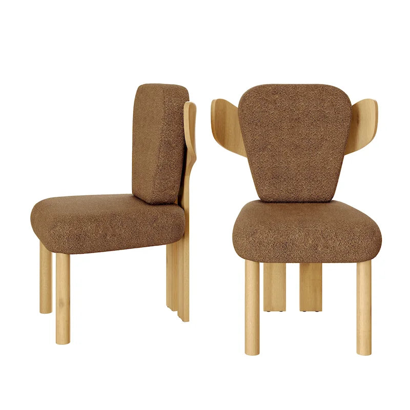 Chaises de salle à manger à dossier haut avec pieds en bois (lot de 2)