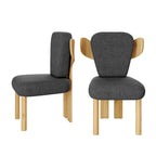 Chaises de salle à manger à dossier haut avec pieds en bois (lot de 2)