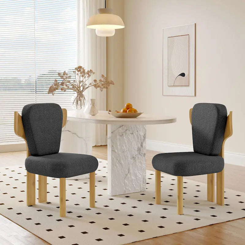 Chaises de salle à manger à dossier haut avec pieds en bois (lot de 2)
