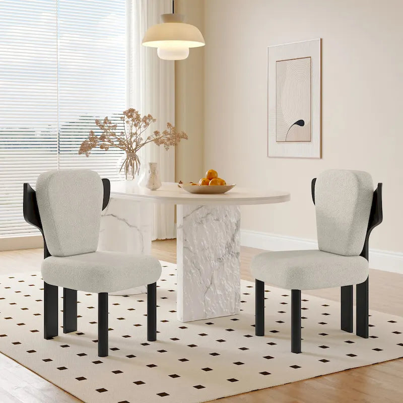 Chaises de salle à manger à dossier haut avec pieds en bois (lot de 2)