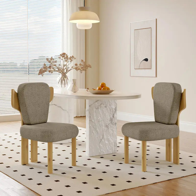 Chaises de salle à manger à dossier haut avec pieds en bois (lot de 2)