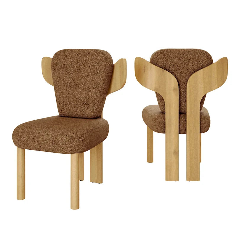 Chaises de salle à manger à dossier haut avec pieds en bois (lot de 2)