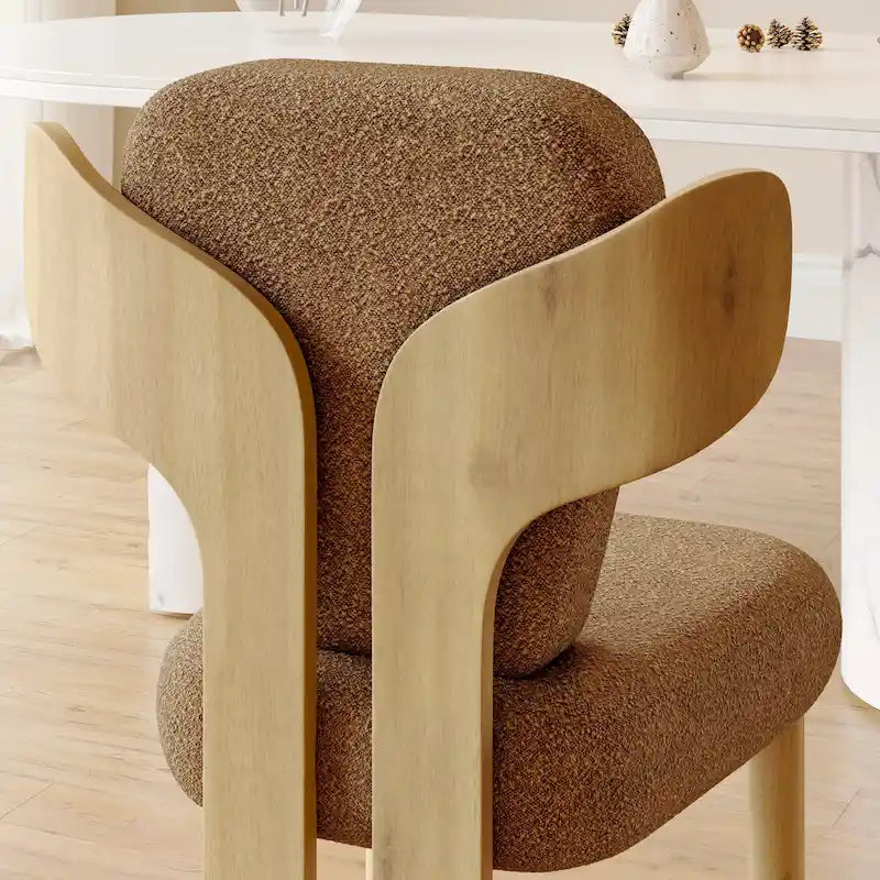 Chaises de salle à manger à dossier haut avec pieds en bois (lot de 2)