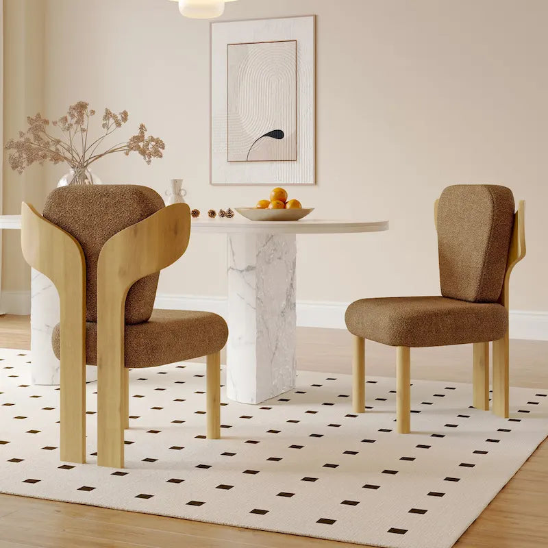 Chaises de salle à manger à dossier haut avec pieds en bois (lot de 2)
