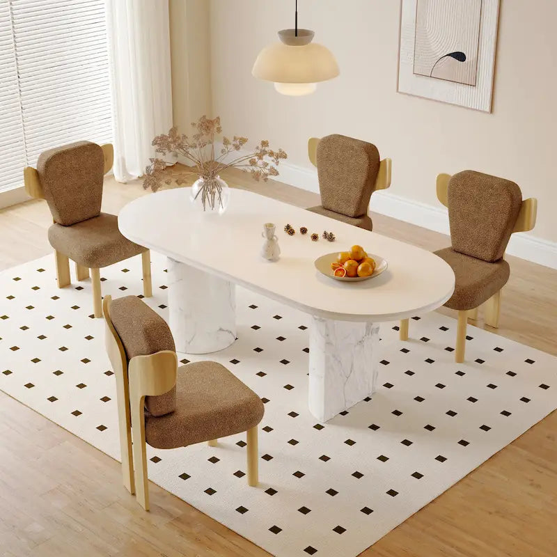 Chaises de salle à manger à dossier haut avec pieds en bois (lot de 2)