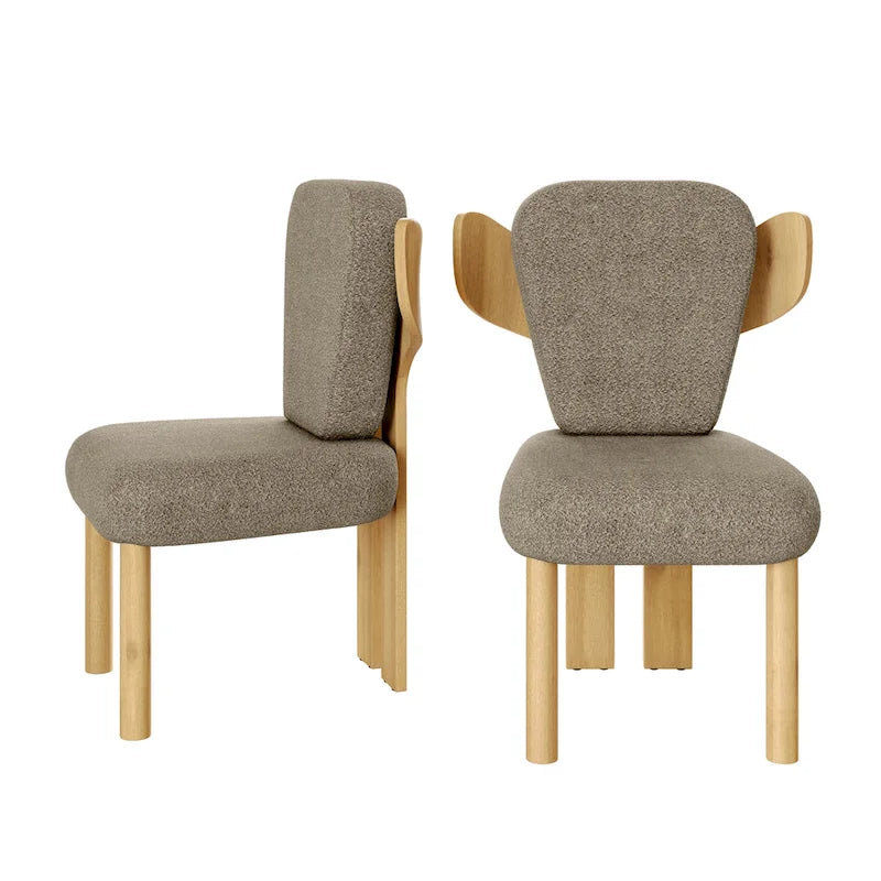 Chaises de salle à manger à dossier haut avec pieds en bois (lot de 2)