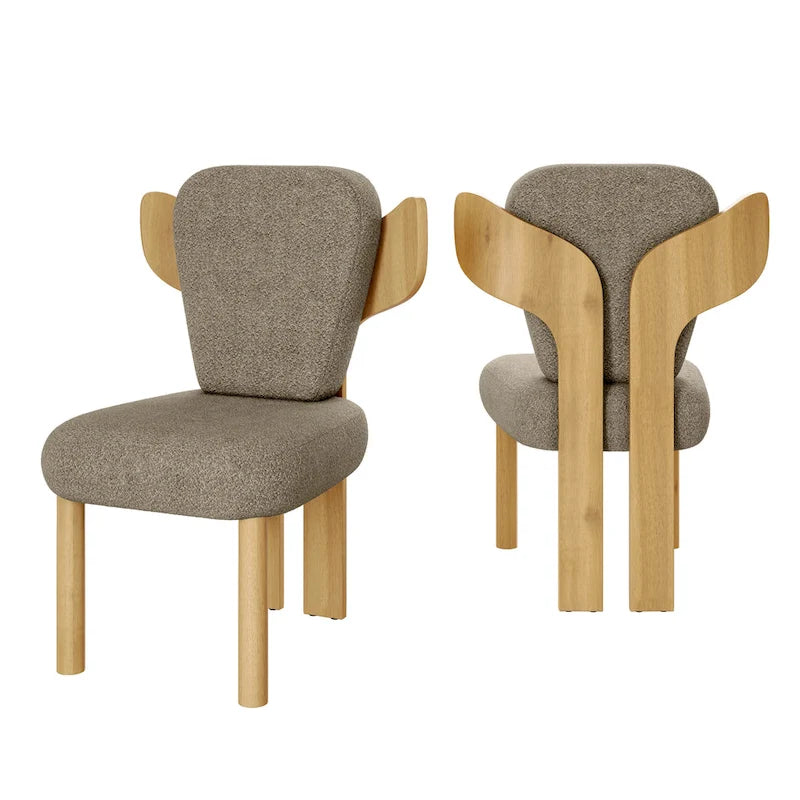 Chaises de salle à manger à dossier haut avec pieds en bois (lot de 2)