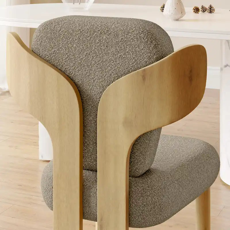 Chaises de salle à manger à dossier haut avec pieds en bois (lot de 2)