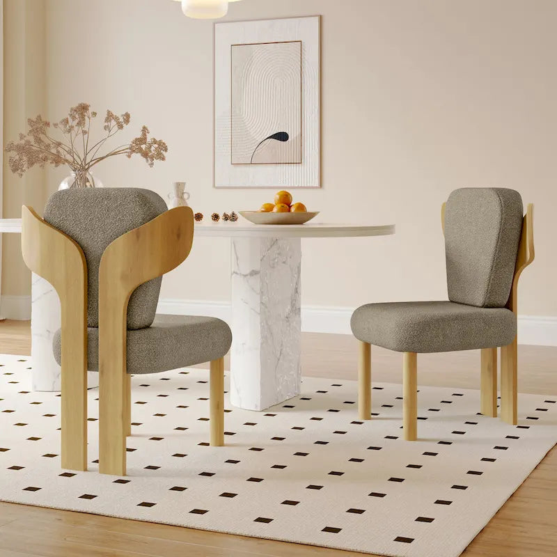 Chaises de salle à manger à dossier haut avec pieds en bois (lot de 2)