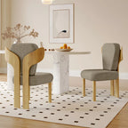 Chaises de salle à manger à dossier haut avec pieds en bois (lot de 2)