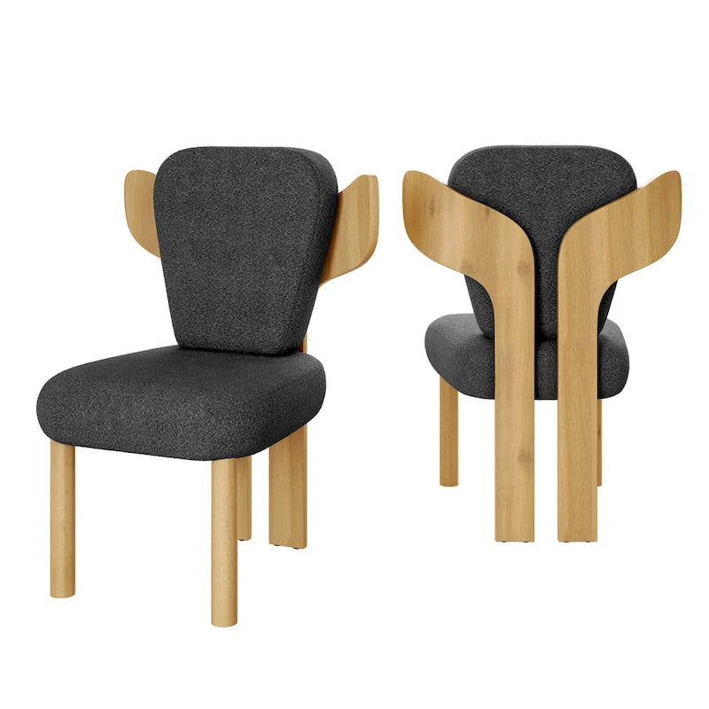 Chaises de salle à manger à dossier haut avec pieds en bois (lot de 2)
