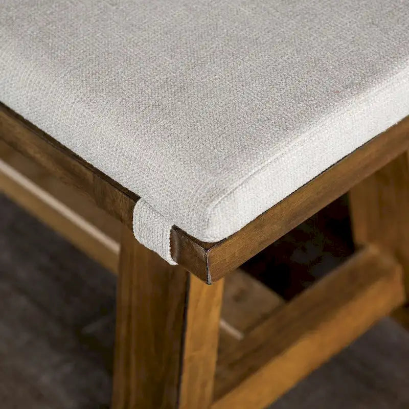 Banc de salle à manger rustique en tissu rembourré ivoire de 60 pouces
