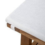 Banc de salle à manger rustique en tissu rembourré ivoire de 60 pouces