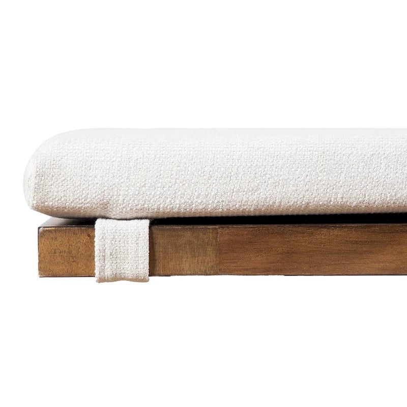 Banc de salle à manger rustique en tissu rembourré ivoire de 60 pouces