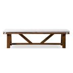 Banc de salle à manger rustique en tissu rembourré ivoire de 60 pouces
