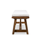 Banc de salle à manger rustique en tissu rembourré ivoire de 60 pouces