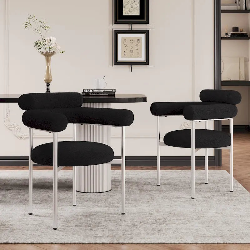 Chaises de salle à manger modernes en tissu avec accoudoirs et pieds en métal