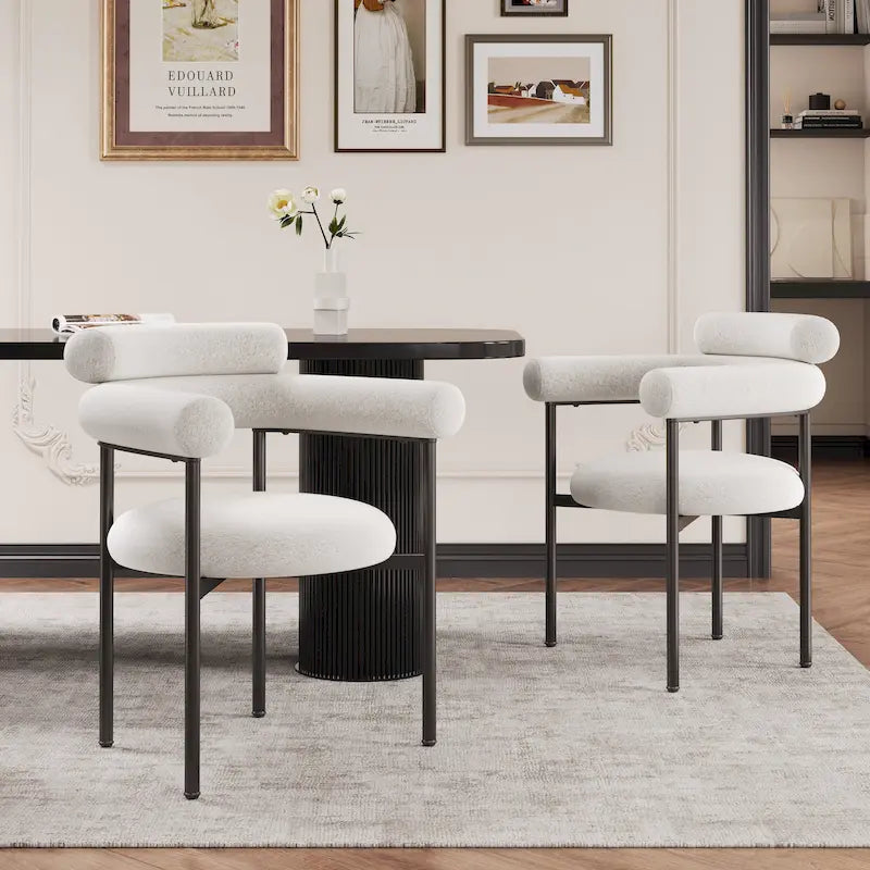 Chaises de salle à manger modernes en tissu avec accoudoirs et pieds en métal
