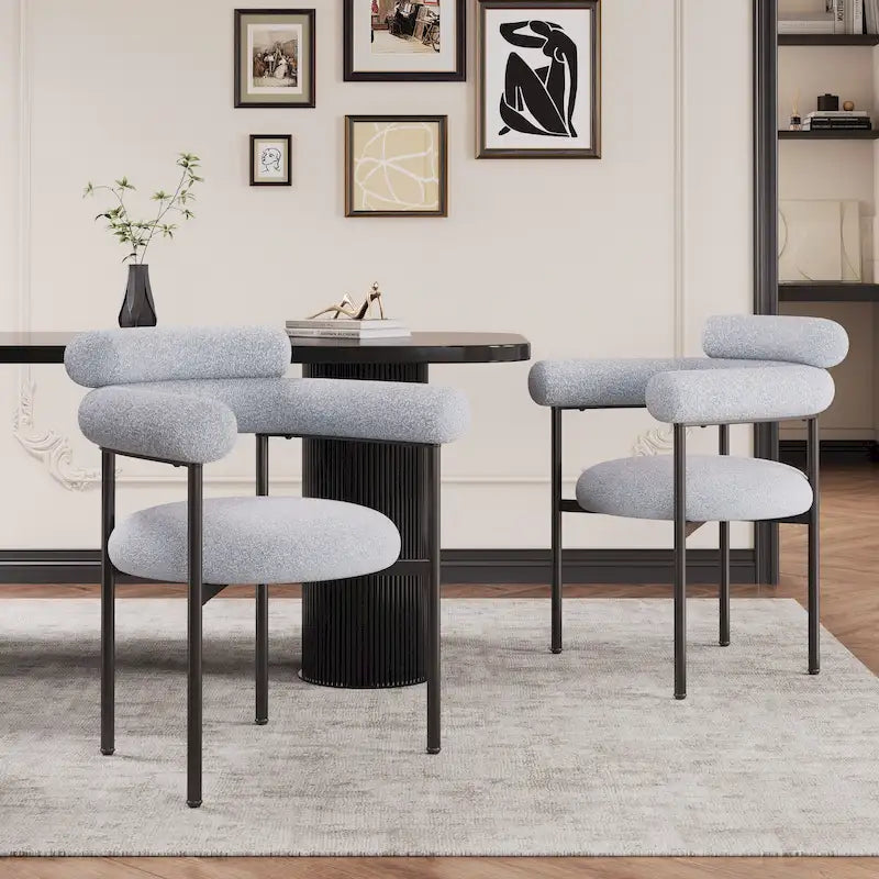 Chaises de salle à manger modernes en tissu avec accoudoirs et pieds en métal