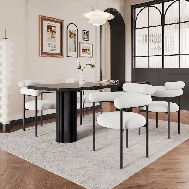 Chaises de salle à manger modernes en tissu avec accoudoirs et pieds en métal