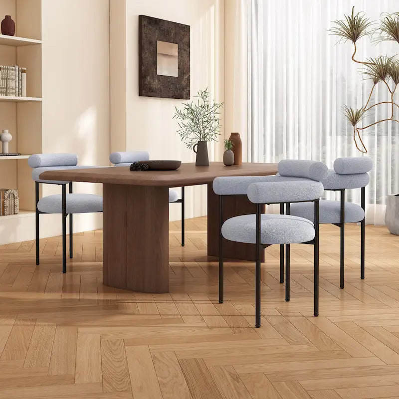 Chaises de salle à manger modernes en tissu avec accoudoirs et pieds en métal