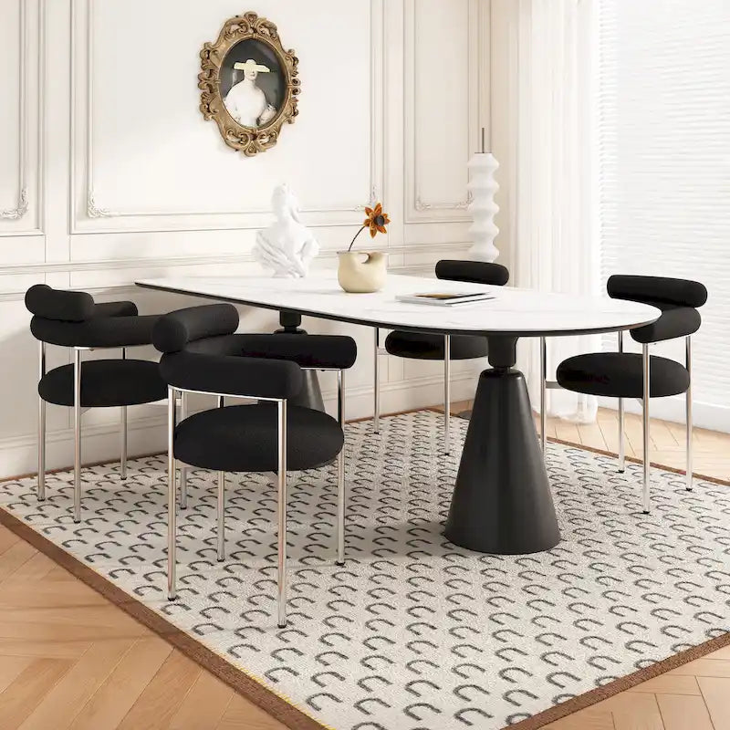 Chaises de salle à manger modernes en tissu avec accoudoirs et pieds en métal