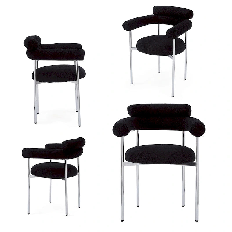 Chaises de salle à manger modernes en tissu avec accoudoirs et pieds en métal